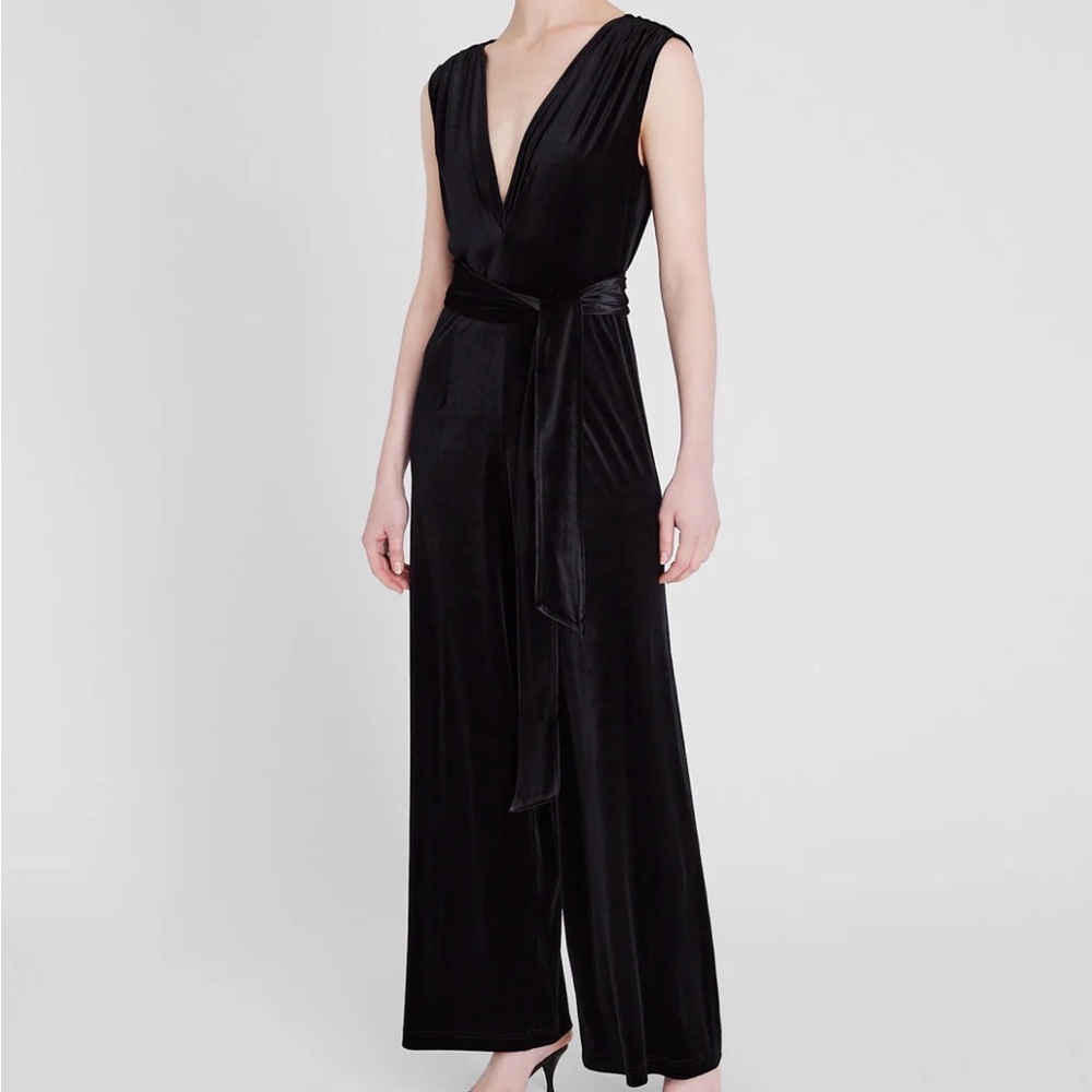 Club Monaco Black Velvet Knit Jumpsuit - EUC - Size M